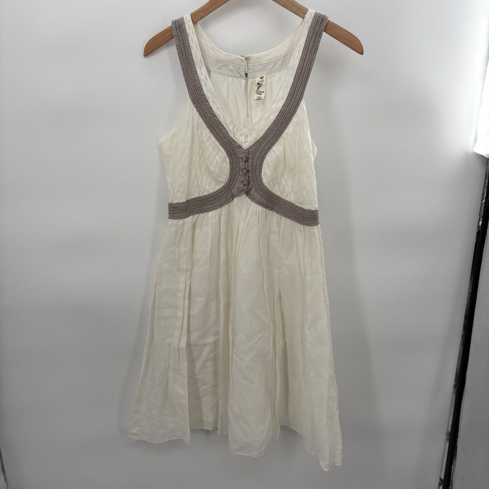Floreat Anthro Silk Blend Lined Embellished Halter Back WhiteDress Buttons Sz 8